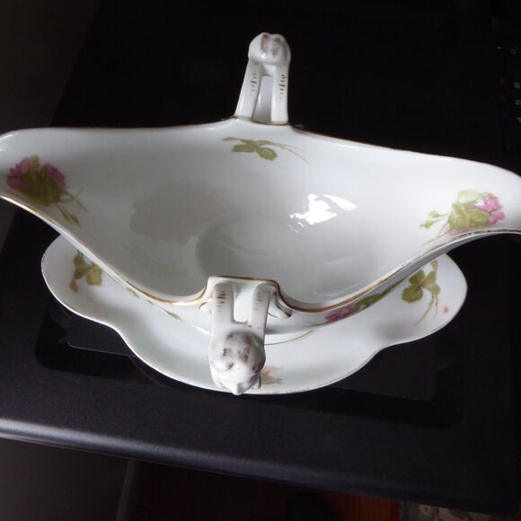 VTG Circa 1920s Rosenthal Empire Gravy Bowl W/ Woman Face Handles & Underplate - Picture 3 of 16